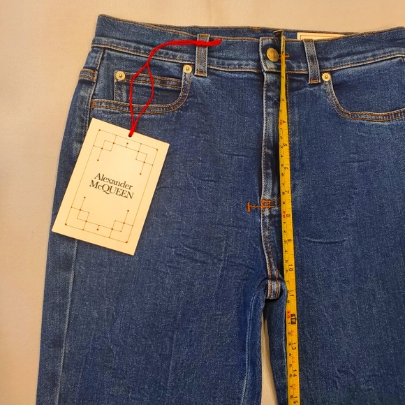 NWT$900 Alexander McQueen Dark Blue High Rise Flare Jeans Sz 24 - Picture 11 of 15